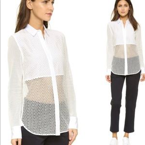Rag & Bone Luna White Mesh Button Down Medium